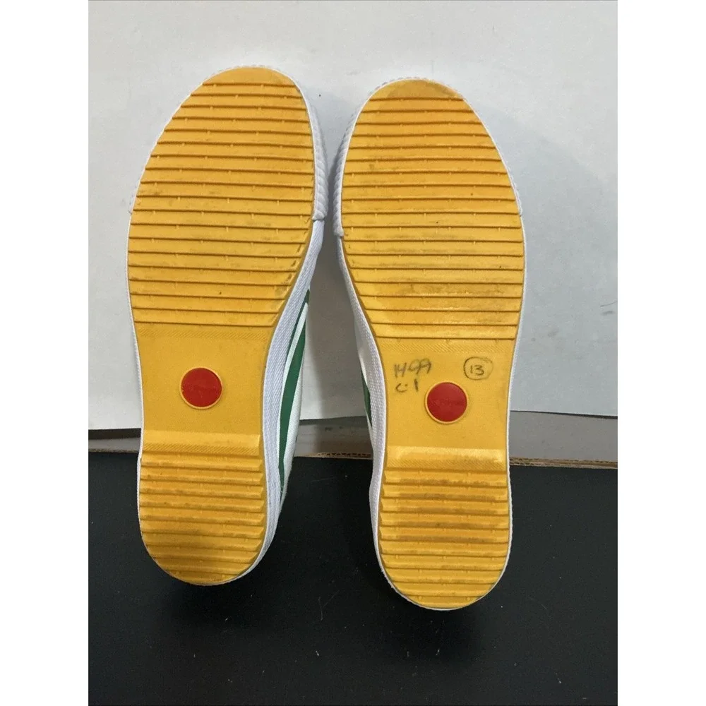 Feiyue Classic Sneakers with Green Stripes and Logo. Size 13 Men's